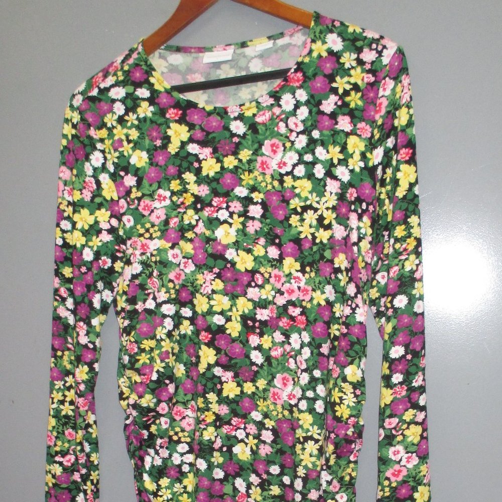MamaLicious Women's Dress Size L Crew Neck Long Sleeve Multi Color Flower Print